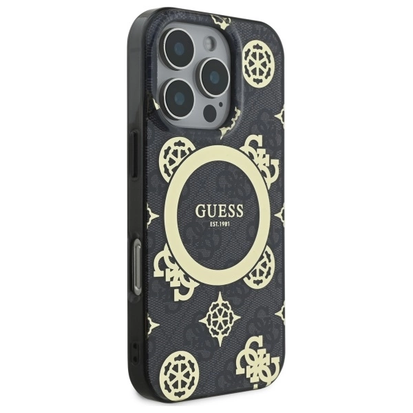 Guess IML Peony On 4G Background MagSafe case for iPhone 16 Pro - blackeng