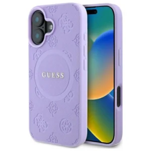 Guess Saffiano Peony Classic Logo MagSafena iPhone 16 Plus Case - Purpleeng