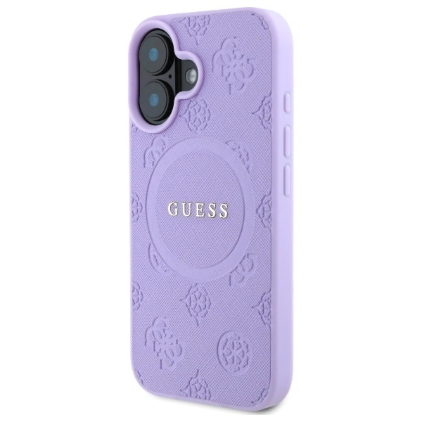 Guess Saffiano Peony Classic Logo MagSafena iPhone 16 Plus Case - Purpleeng