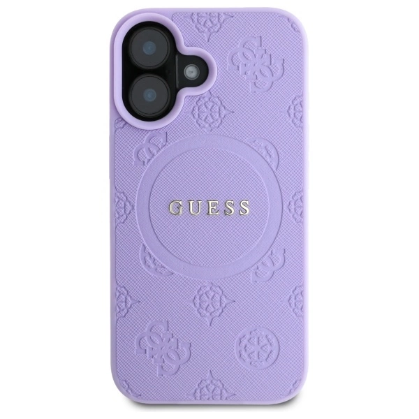 Guess Saffiano Peony Classic Logo MagSafena iPhone 16 Plus Case - Purpleeng