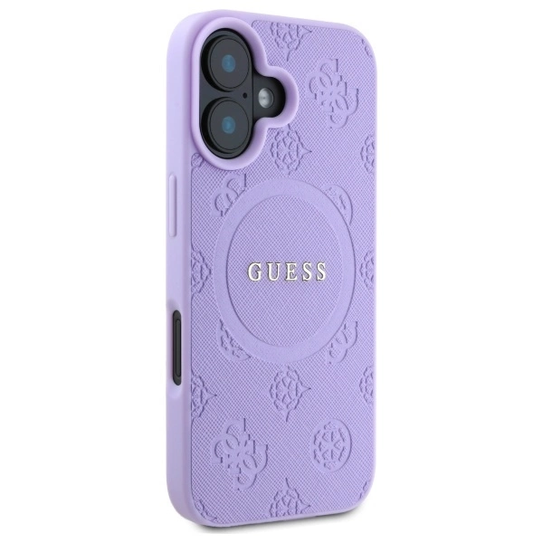 Guess Saffiano Peony Classic Logo MagSafena iPhone 16 Plus Case - Purpleeng