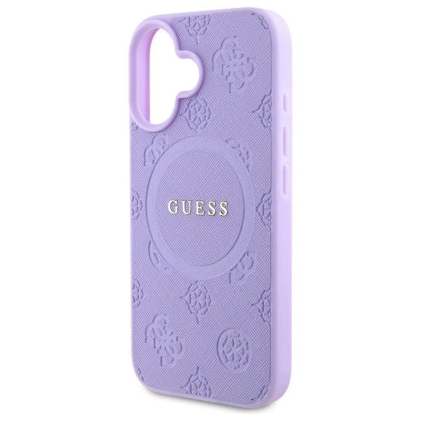 Guess Saffiano Peony Classic Logo MagSafena iPhone 16 Plus Case - Purpleeng