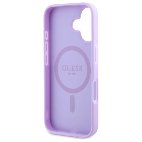 Guess Saffiano Peony Classic Logo MagSafena iPhone 16 Plus Case - Purpleeng