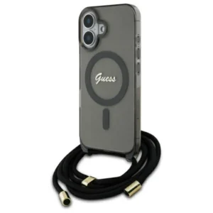 Guess Crossbody Cord Script MagSafe iPhone 16 Case - Blackeng