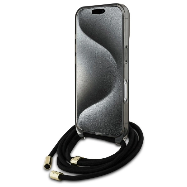 Guess Crossbody Cord Script MagSafe iPhone 16 Case - Blackeng