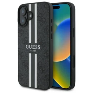 Guess 4G Printed Stripes MagSafe case for iPhone 16 - blackeng