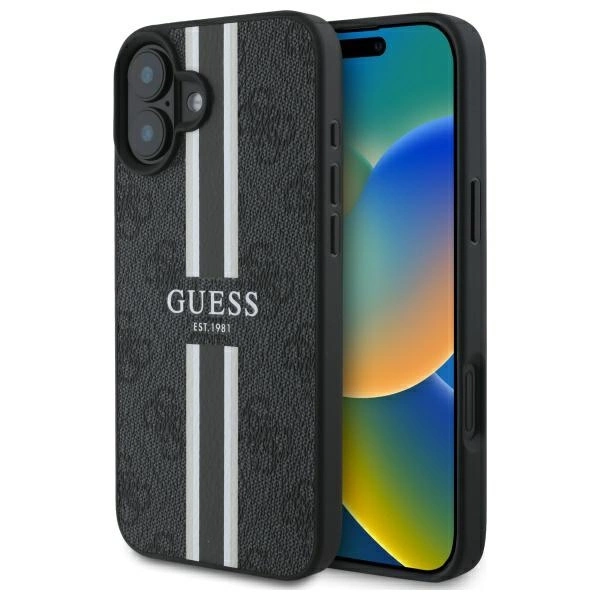 Guess 4G Printed Stripes MagSafe case for iPhone 16 - blackeng