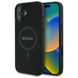 Guess Saffiano Classic Logo MagSafe case for iPhone 16 - blackeng