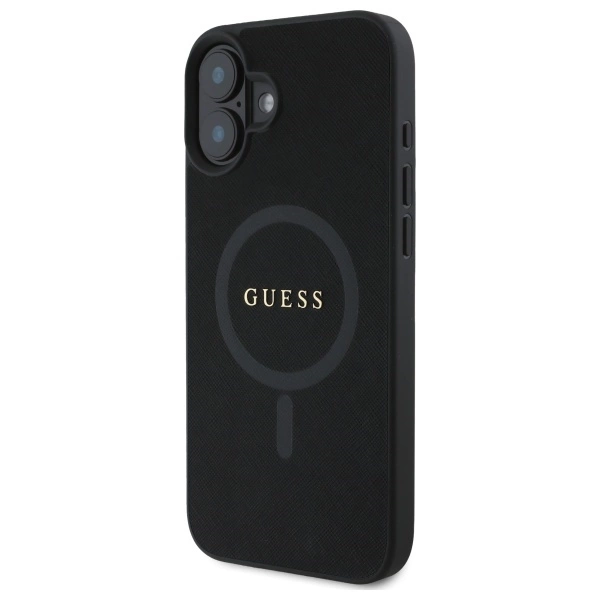 Guess Saffiano Classic Logo MagSafe case for iPhone 16 - blackeng