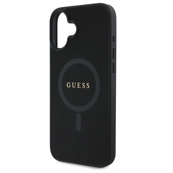 Guess Saffiano Classic Logo MagSafe case for iPhone 16 - blackeng