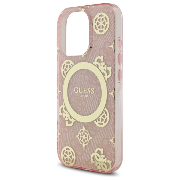 Guess IML Peony On 4G Background MagSafe Case for iPhone 16 Pro Max - Pinkeng