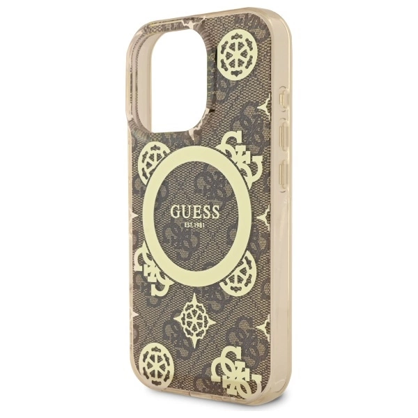 Guess IML Peony On 4G Background MagSafe Case for iPhone 16 Pro Max - Browneng
