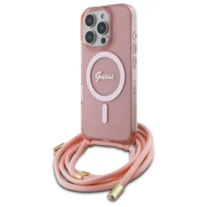 Guess Crossbody Cord Script MagSafe Case for iPhone 16 Pro Max - Pinkeng