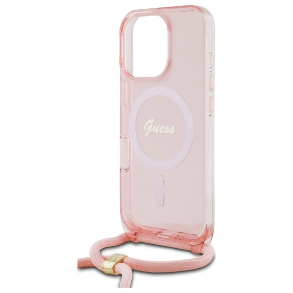 Guess Crossbody Cord Script MagSafe Case for iPhone 16 Pro Max - Pinkeng