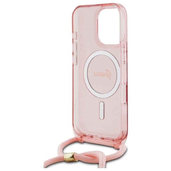 Guess Crossbody Cord Script MagSafe Case for iPhone 16 Pro Max - Pinkeng