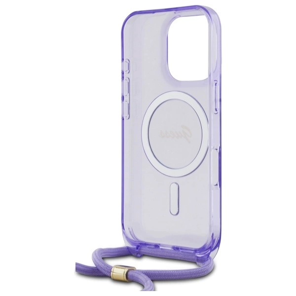 Guess Crossbody Cord Script MagSafe Case for iPhone 16 Pro Max - Purpleeng