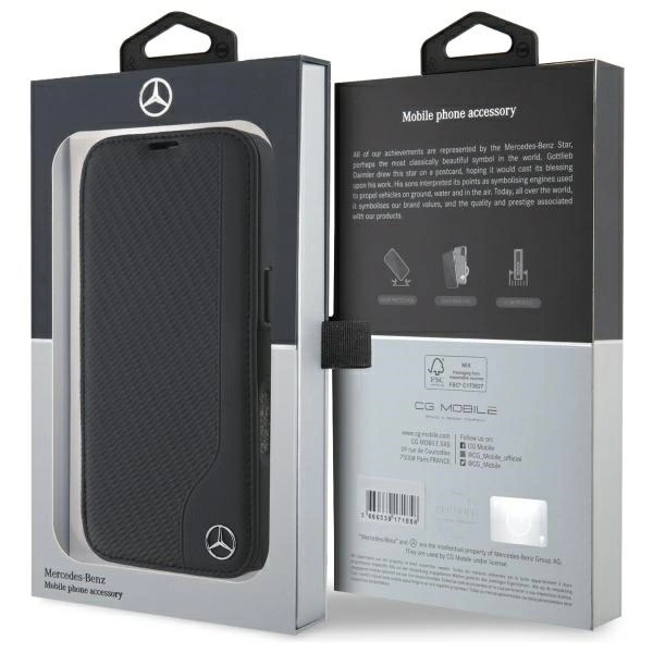 Mercedes Leather Wood Imitation iPhone 16 Pro Case - Blackeng