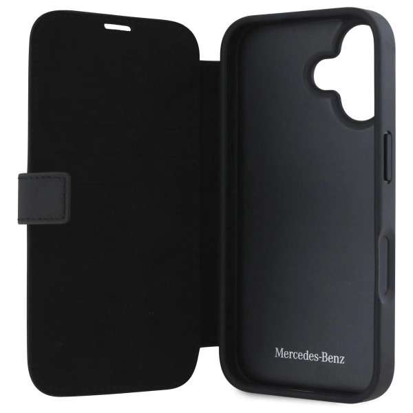 Mercedes Leather Wood Imitation iPhone 16 Case - Blackeng