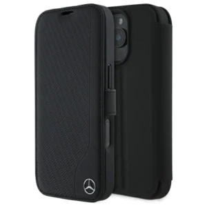 Mercedes Leather Wood Imitation iPhone 16 Pro Max Case - Blackeng