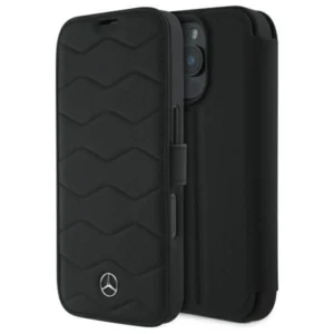 Mercedes MB Waves Leather Case for iPhone 16 Pro Max - Blackeng