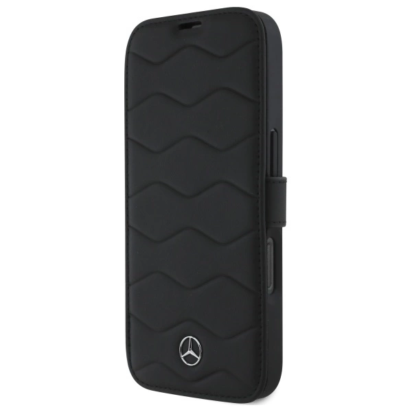 Mercedes MB Waves Leather Case for iPhone 16 Pro Max - Blackeng