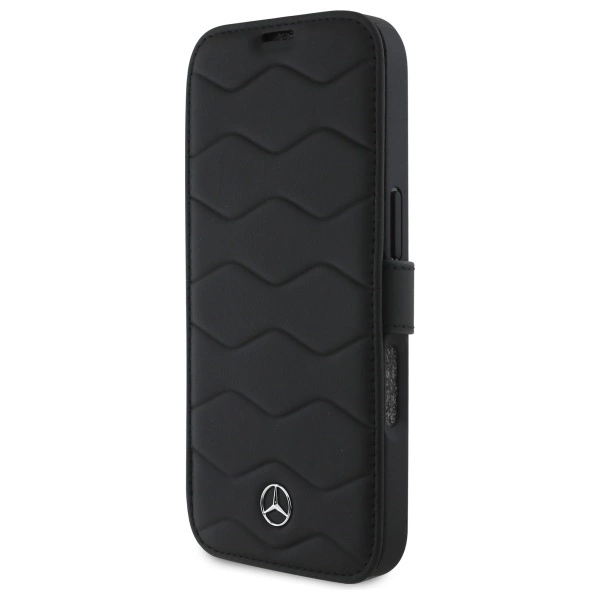 Mercedes MB Waves Leather Case for iPhone 16 Pro Max - Blackeng