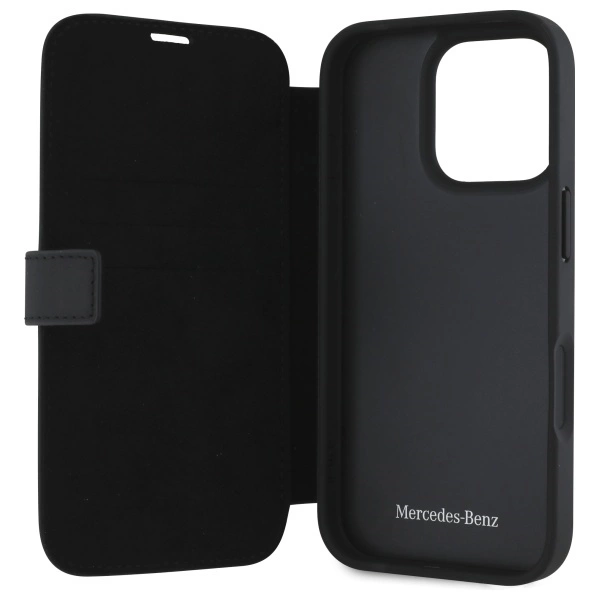 Mercedes MB Waves Leather Case for iPhone 16 Pro Max - Blackeng