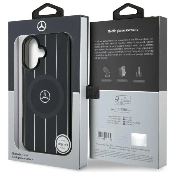 Mercedes MB Double Layer Crossed Lines MagSafe case for iPhone 16 - blackeng