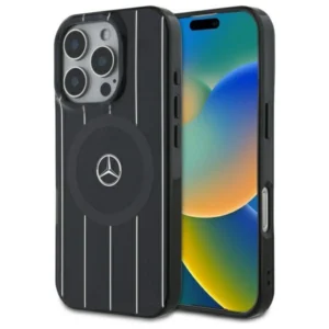 Mercedes MB Double Layer Crossed Lines MagSafe Case for iPhone 16 Pro Max - Blackeng