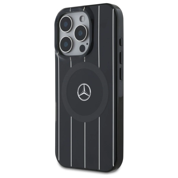 Mercedes MB Double Layer Crossed Lines MagSafe Case for iPhone 16 Pro Max - Blackeng