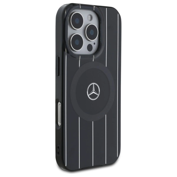 Mercedes MB Double Layer Crossed Lines MagSafe Case for iPhone 16 Pro Max - Blackeng