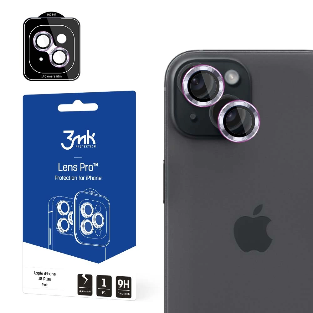 Camera Cover 3mk Lens Protection Pro Pink for iPhone 15 Pluseng