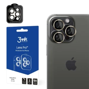 3mk Lens Protection Pro Camera Cover with Gold Frame for iPhone 15 Proeng