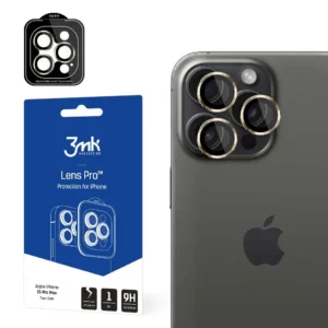 3mk Lens Protection Pro Camera Cover with Gold Frame for iPhone 15 Pro Maxeng