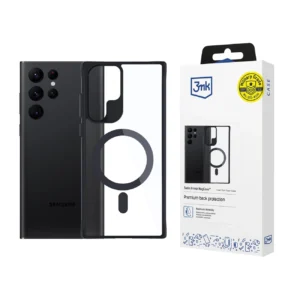 3mk Satin Armor MagCase with MagSafe for Samsung Galaxy S23 Ultra - Transparent with Black Frameeng