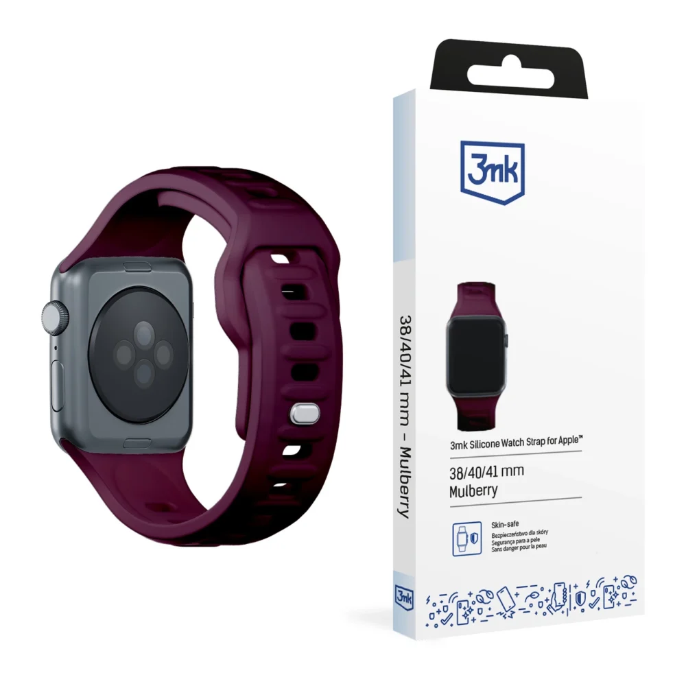 3mk Silicone Watch Strap for Apple Watch 38 / 40 / 41 mm - Burgundyeng