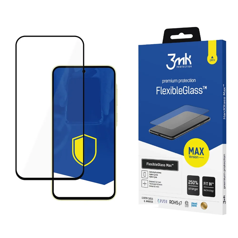 Tempered glass 3mk FlexibleGlass Max Black for Samsung Galaxy A35 5Geng