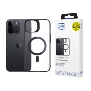 3mk Satin Armor MagCase with MagSafe for iPhone 14 Pro - Clear with Black Frameeng