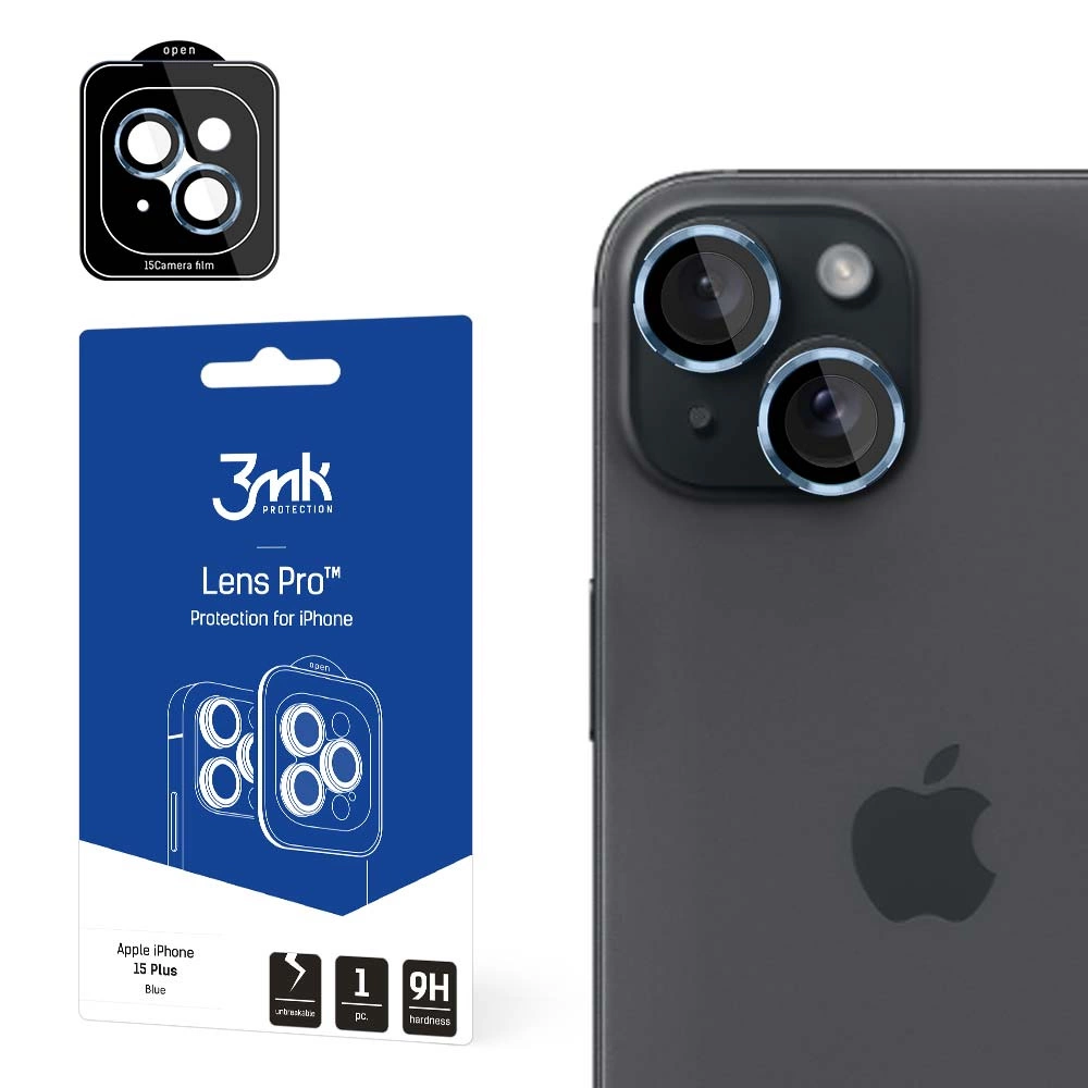 3mk Lens Protection Pro Camera Cover with Blue Frame for iPhone 15 Pluseng