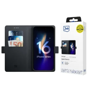 3mk Wallet Case for iPhone 16 - Blackeng