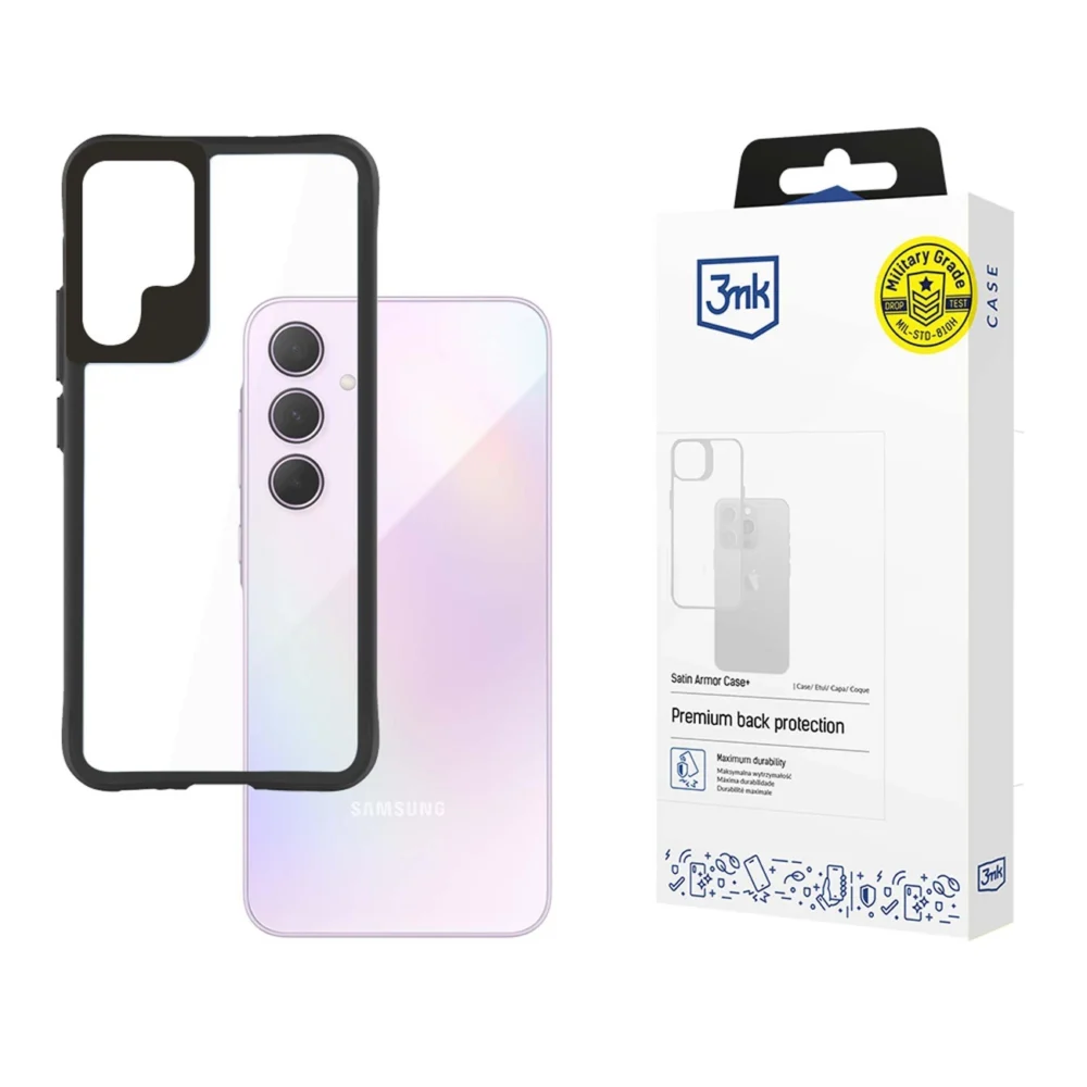 3mk Satin Armor Case+ for Samsung Galaxy A35 5G - transparent with black frameeng