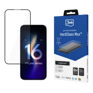 3mk HardGlass Max Tempered Glass with Black Frame for iPhone 16 Proeng