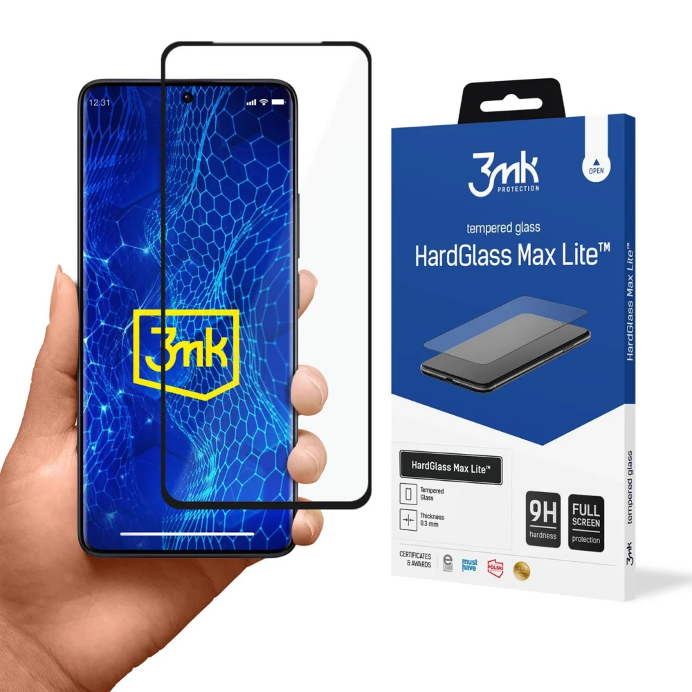 Tempered glass 3mk HardGlass Max Lite with black frame for Xiaomi Redmi Note 13 Pro+eng