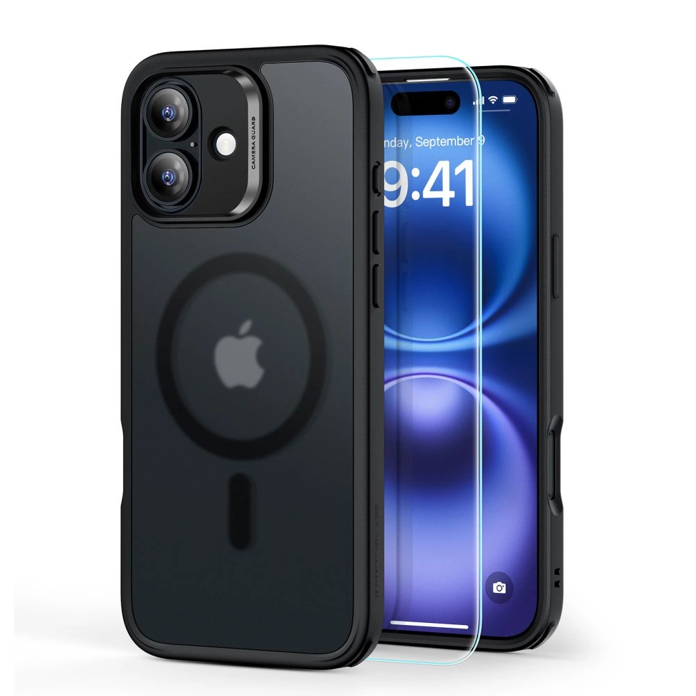 ESR Classic Hybrid Halolock MagSafe Case Set + Tempered Glass for iPhone 16 - Semi-Transparenteng