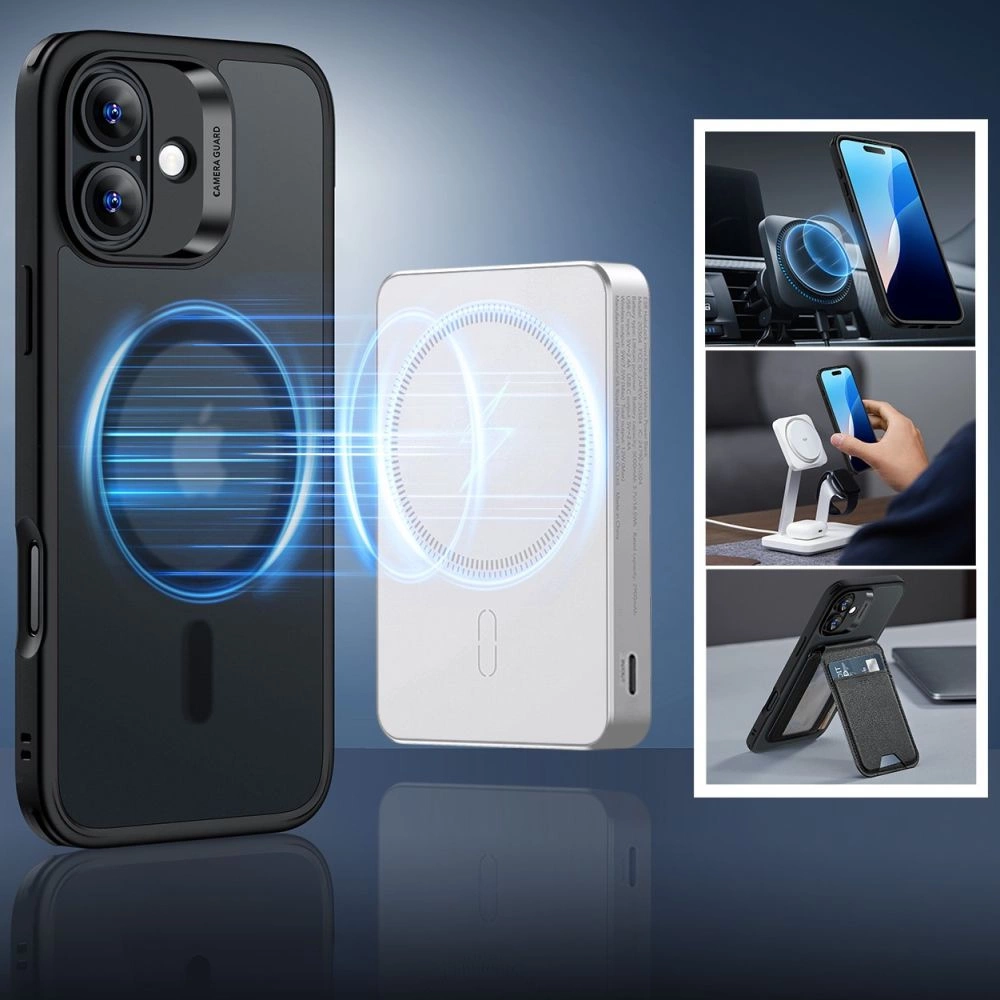 ESR Classic Hybrid Halolock MagSafe Case Set + Tempered Glass for iPhone 16 - Semi-Transparenteng