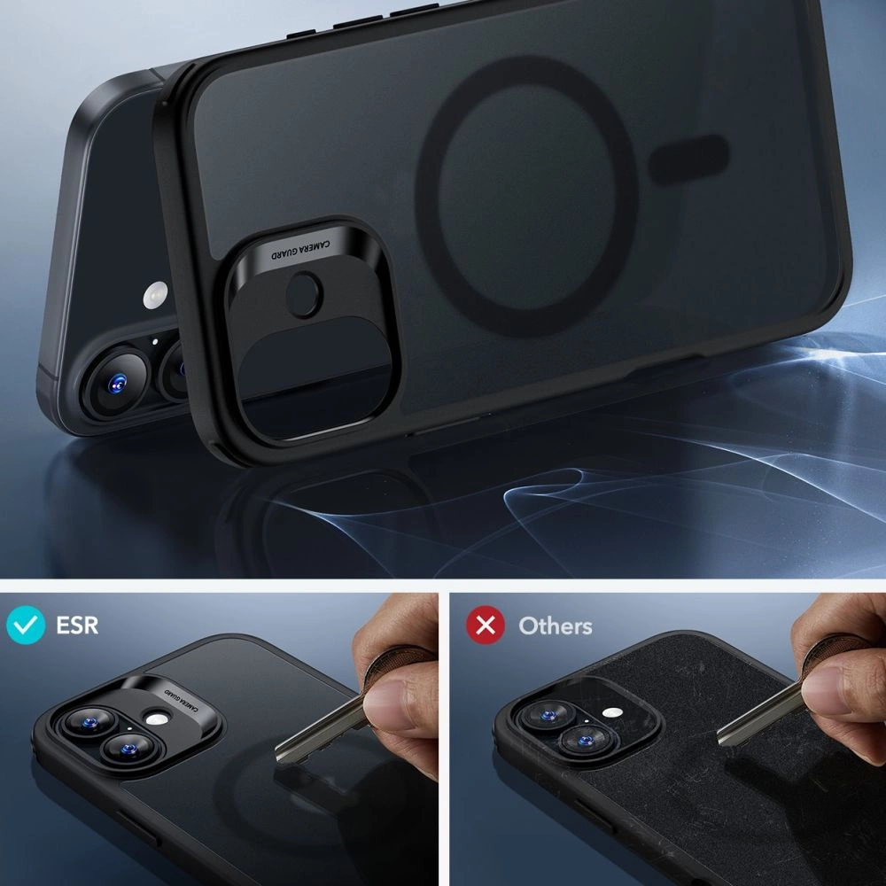 ESR Classic Hybrid Halolock MagSafe Case Set + Tempered Glass for iPhone 16 - Semi-Transparenteng
