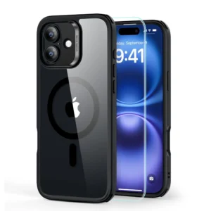 ESR Classic Hybrid Halolock MagSafe Case Set + Tempered Glass for iPhone 16 Plus - Clear with Black Frameeng