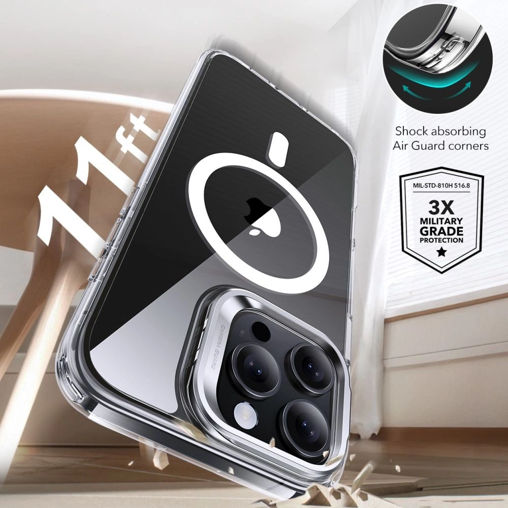 ESR Classic Hybrid Kickstand Halolock MagSafe Case Set with Stand + Tempered Glass for iPhone 16 Pro Max - Cleareng