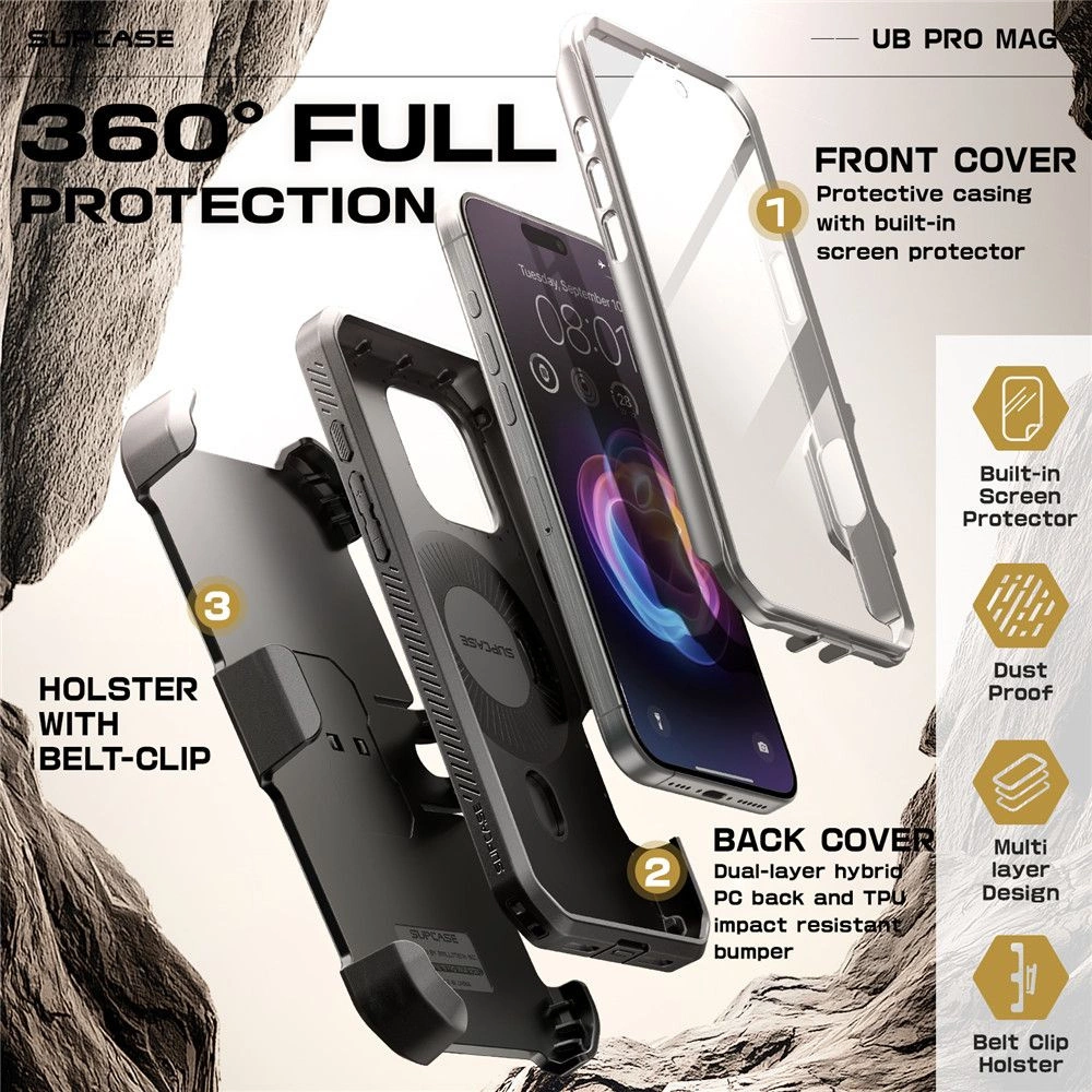 Supcase UB Pro Mag MagSafe iPhone 16 Pro Case - Grayeng