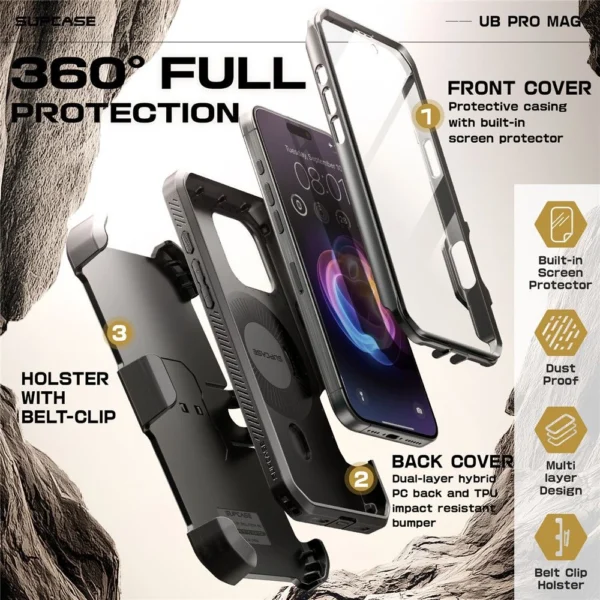 Supcase UB Pro Mag MagSafe Case for iPhone 16 Pro Max - Blackeng